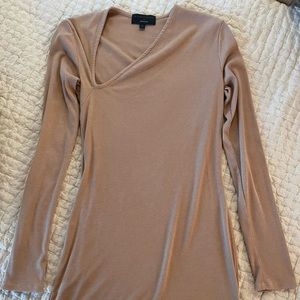 Michael Costello x Revolve Tan Ribbed Mini Dress